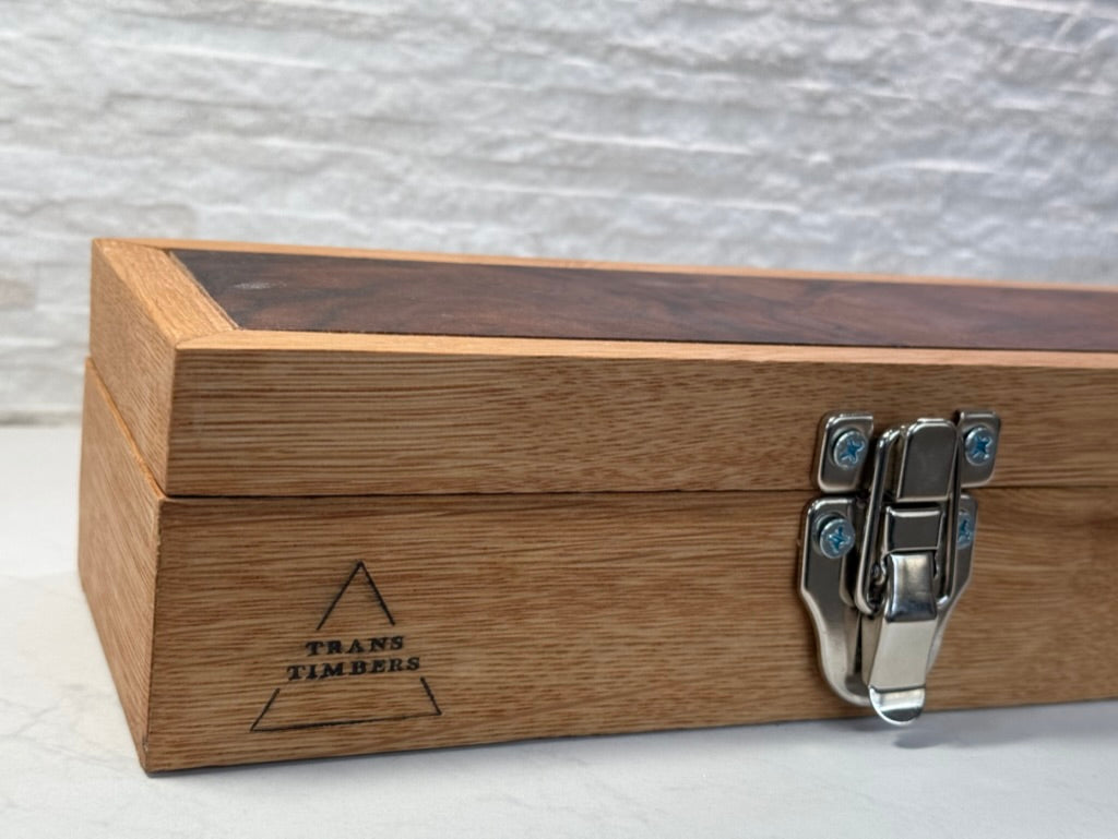 White Oak, Walnut Burl, first Logo